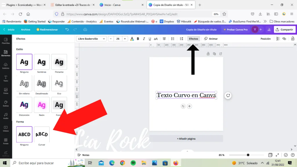 Texto curvo en Canva
